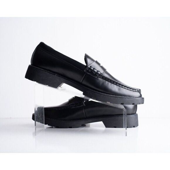 Zara Mens Ortholite Faux Leather Penny Loafers Black US 12 EU 45 2612/320 NWT